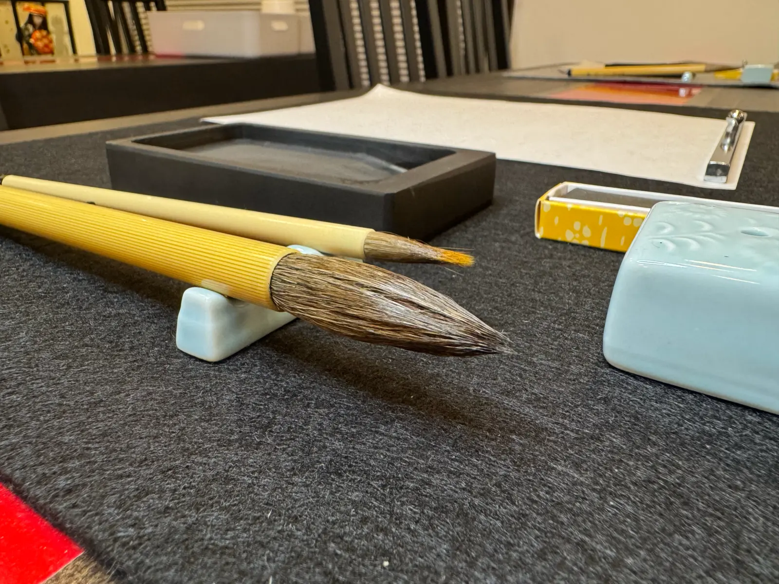 Brushes and inkstone